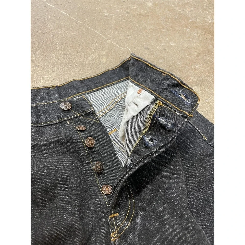 Levis 501 Jeans Mens 30x30 Dark Blue Denim Button Fly Straight Leg Shrink-to-Fit